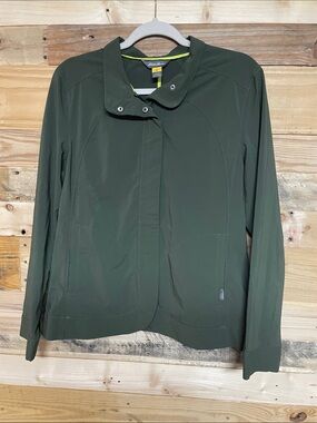Eddie Bauer size Large Lightweight Olive Green Jacket with Zip Up Pockets
